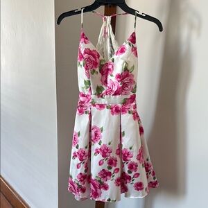B. Smart Pink Floral Halter Dress